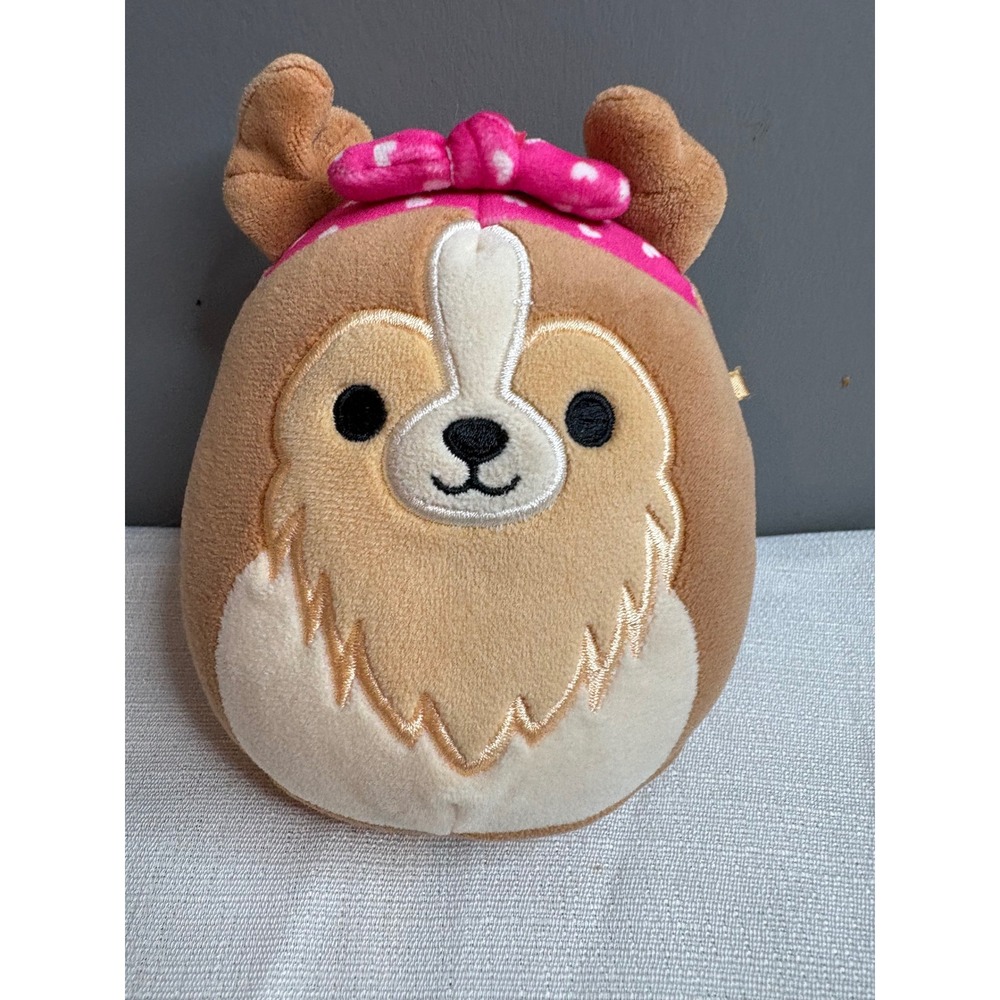 Squishmallows Regina the Corgi Dog 5 Inch Plush Pink Heart Headband Flawed